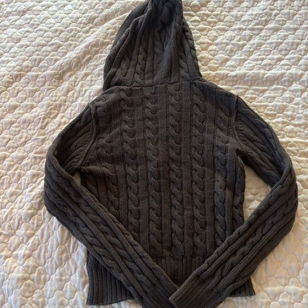 Joie Women’s y2k Green Chunky Knit Cashmere Blend Button Up Hoodie Goblincore - Picture 2 of 6